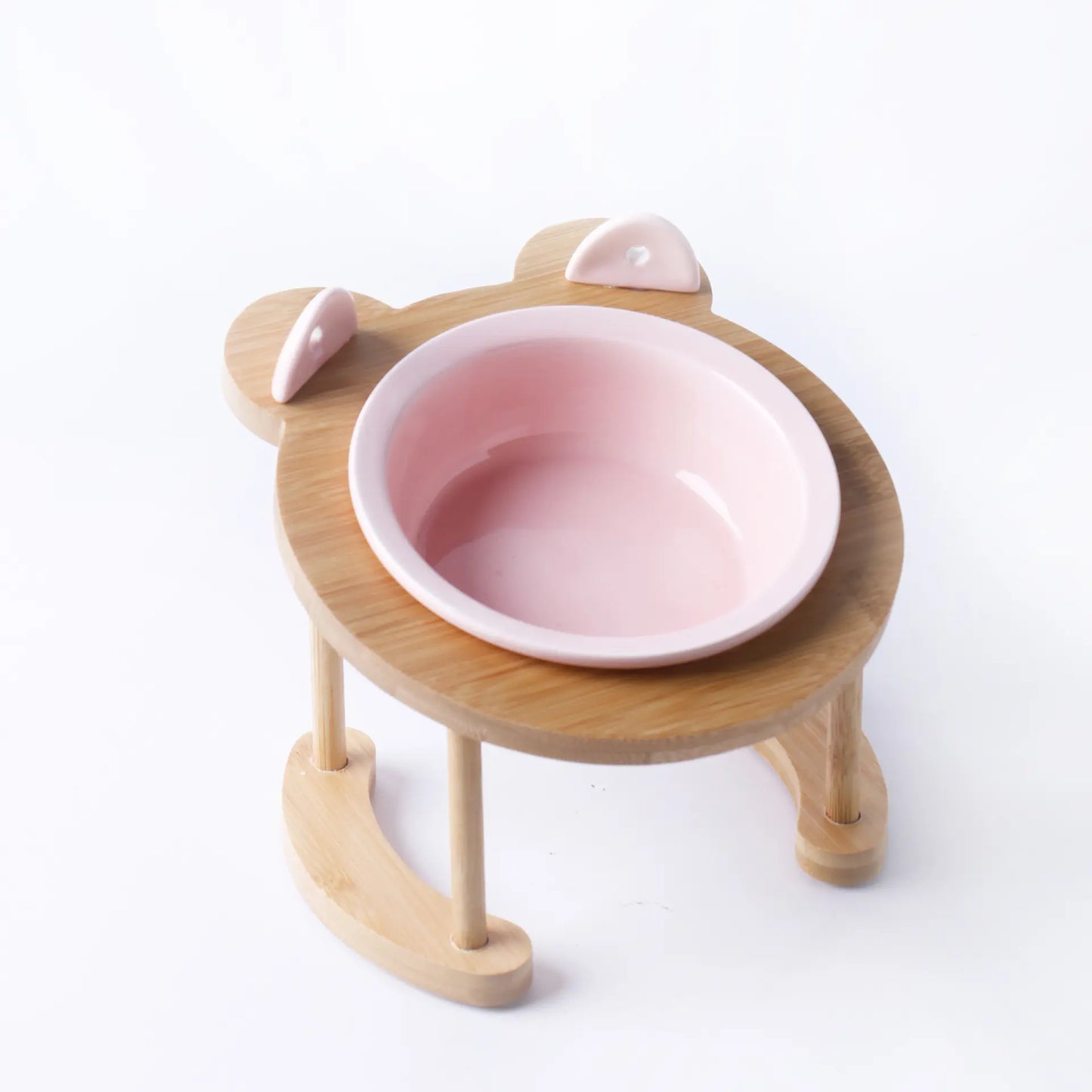 Paw Pets Wood and Stone Cat Bowl – Ceramic Bowl with Bamboo Rack for Cats and Dogs Paw Pets Store